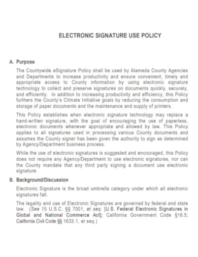 Electronic Signatures Use policy