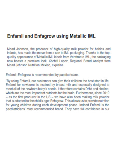Enfamil and Enfagrow using Metallic IML