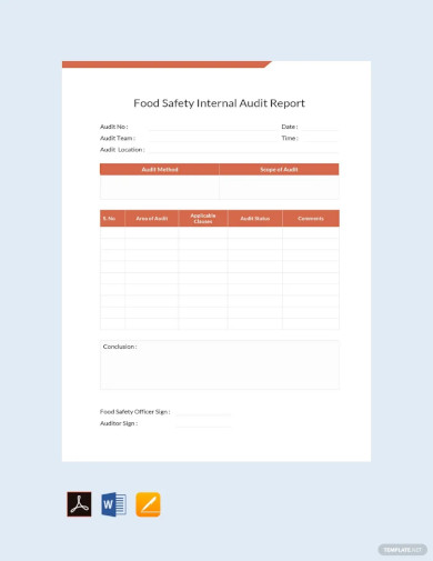 Food Safety Internal Audit Report Template