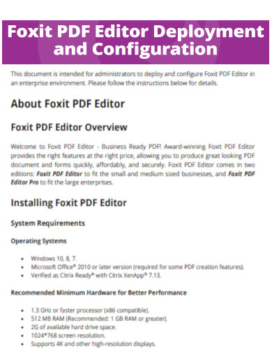 Foxit PDF Editor Deployment and Configuration