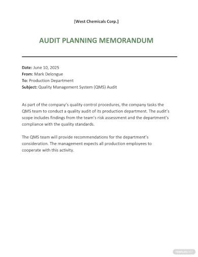 Free Audit Planning Memo Template