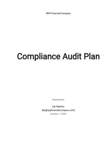 Free Compliance Audit Plan Template