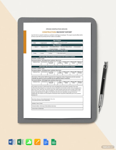 Free Construction Incident Investigation Report Template