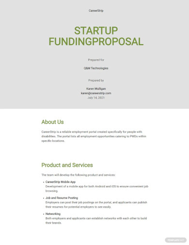 Free Editable Startup Funding Proposal Template