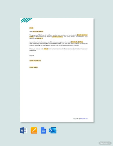 Free Employment Contract Termination Letter Template