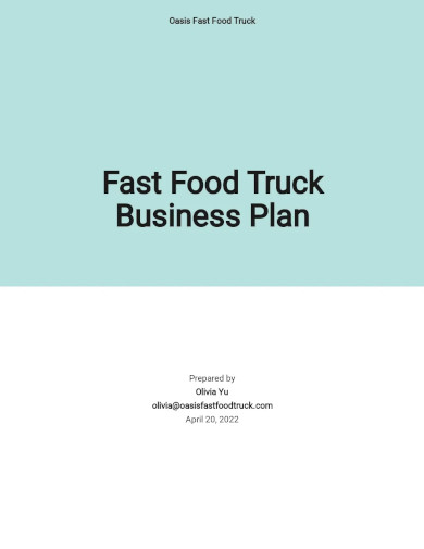 Free Fast Food Truck Business Plan Sample