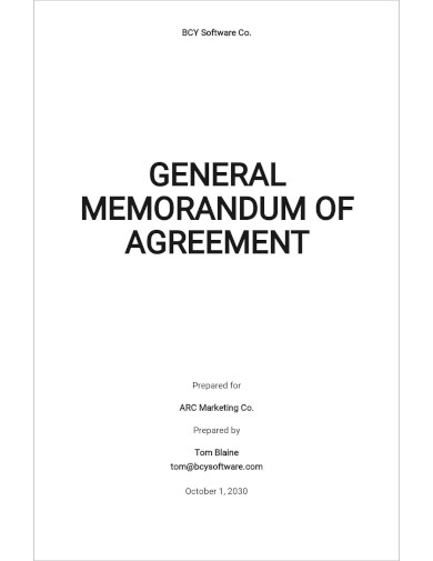 Free General Memorandum of Agreement Template