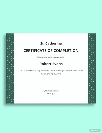 Free Kindergarten Certificate Of Completion Template