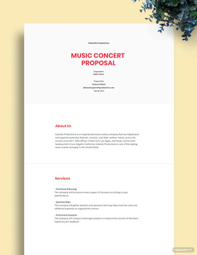 Free Music Concert Proposal Template