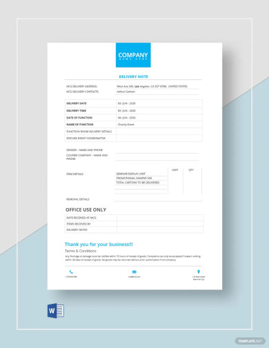 Free Official Use Delivery Note Template