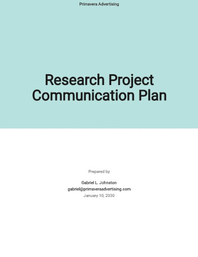 Free Research Project Communication Plan Template