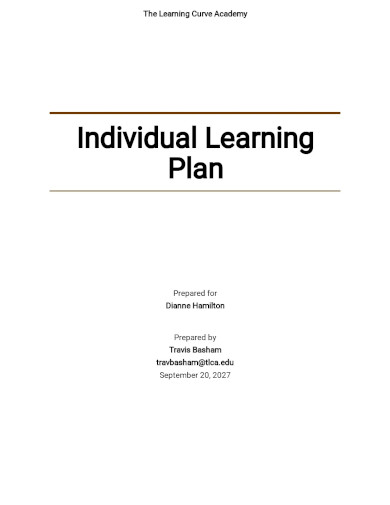 Free Sample Individual Learning Plan Template