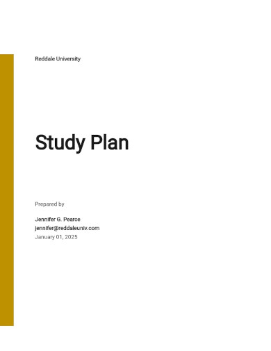Free Sample Study Plan Template