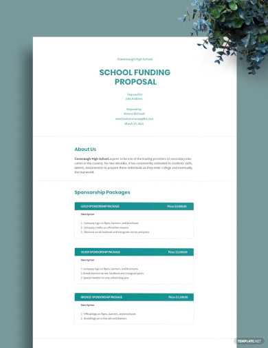 Free School Funding Proposal Template