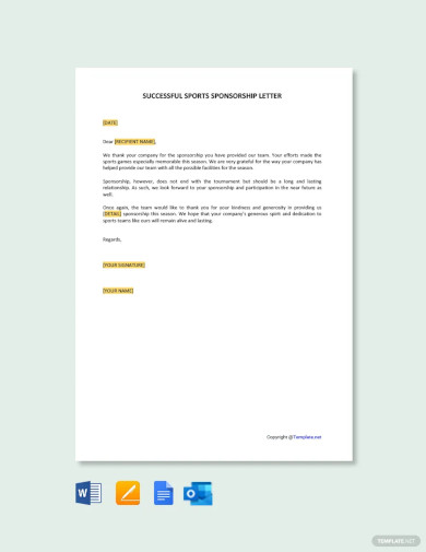 Free Successful Sports Sponsorship Letter Template