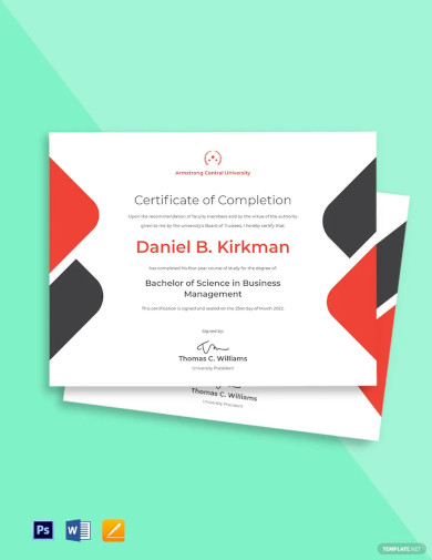 Free University Certificate of Completion Template