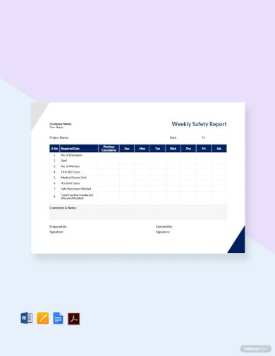 Free Weekly Safety Report Template