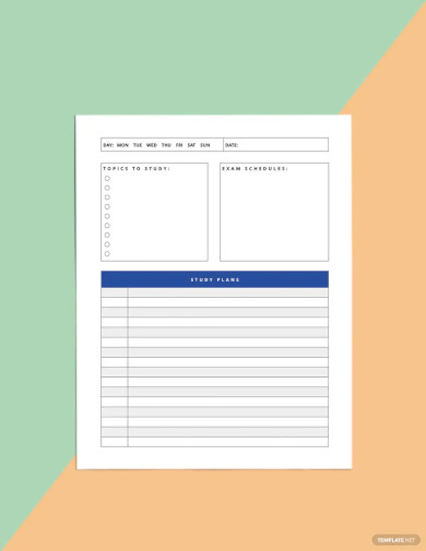 General Student Study Plan Template