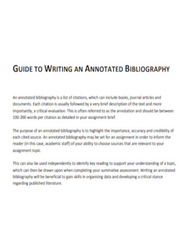 Guide to Writing an Annotated Bibliography