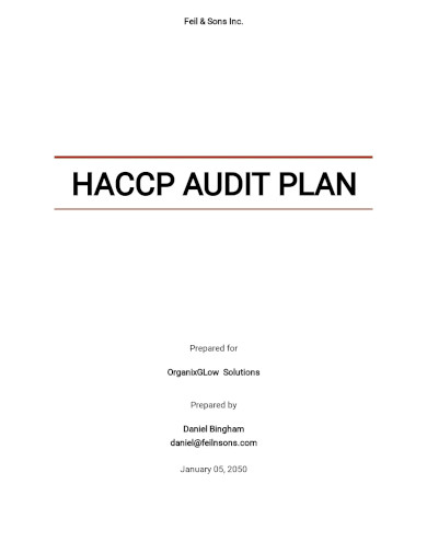 HACCP Audit Plan Template