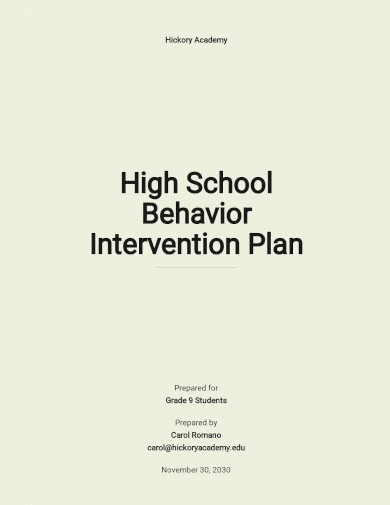 High School Behavior Intervention Plan Template
