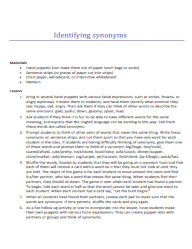 Identifying Synonyms