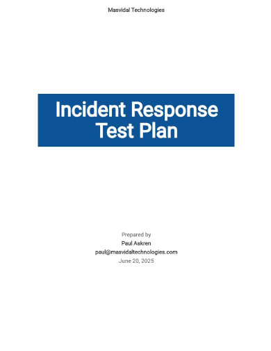Incident Response Test Plan Template