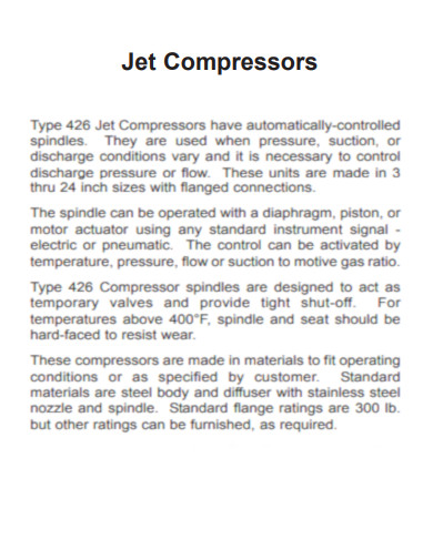 Jet Compressors