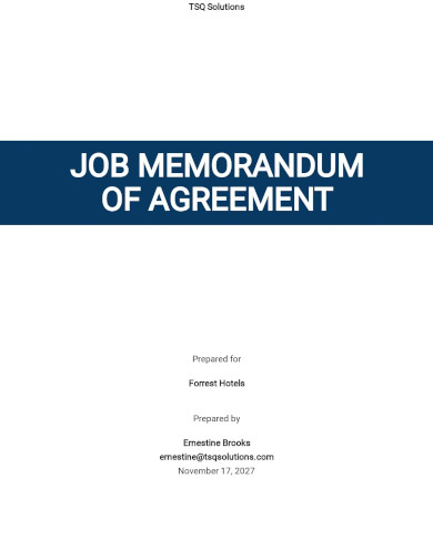 Job Memorandum Of Agreement Template