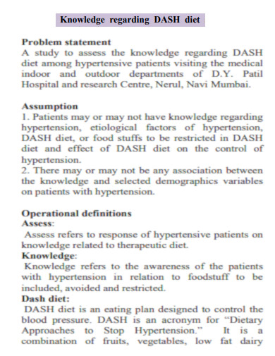 Knowledge regarding DASH diet