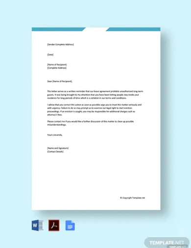 Landlord Warning Letter To Tenant Template