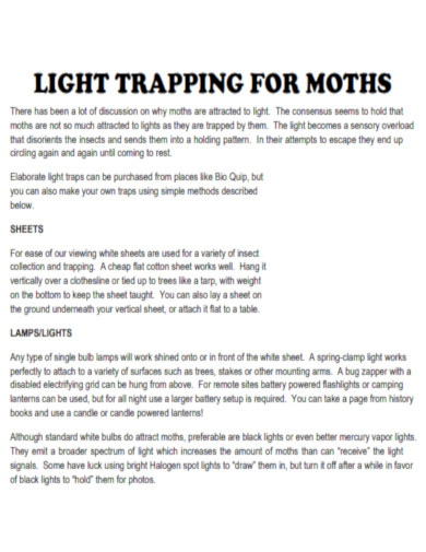 Light Trapping for Moths
