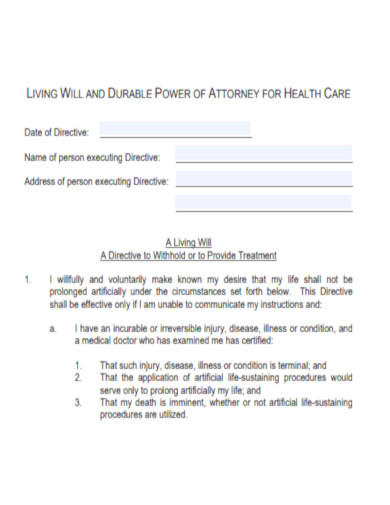 Living Will and Durable Power of Attorney for Health Care