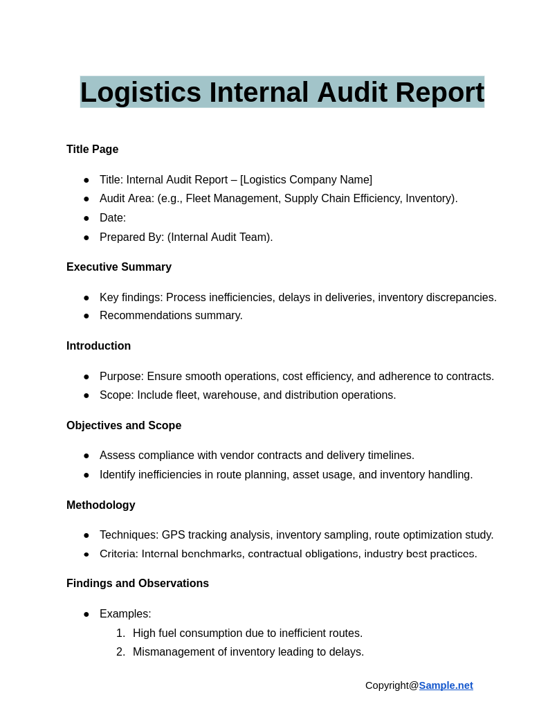 Logistics Internal Audit Report Google Docs 01 16 2025 11 15 AM