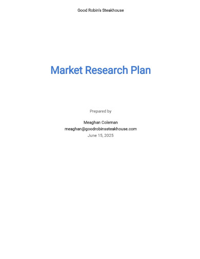 Market Research Plan Template