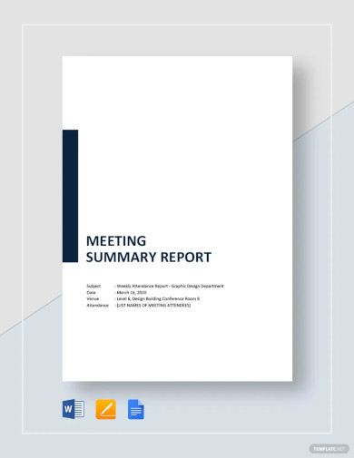 Meeting Summary Report Template