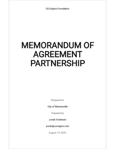 Memorandum Of Agreement Partnership Template
