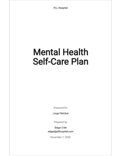 Mental Health Self Care Plan Template