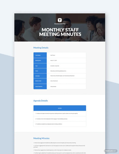 Monthly Staff Meeting Minutes Template