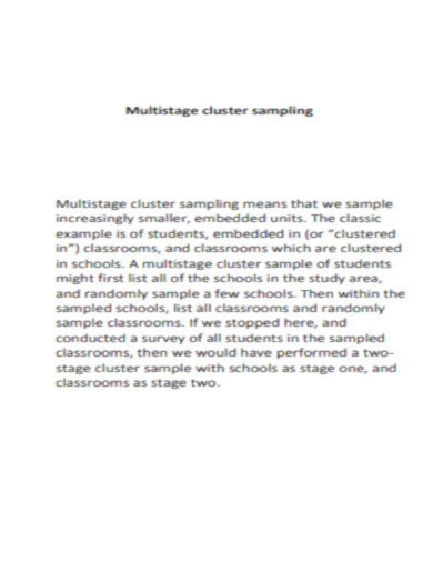 Multistage Cluster Sampling