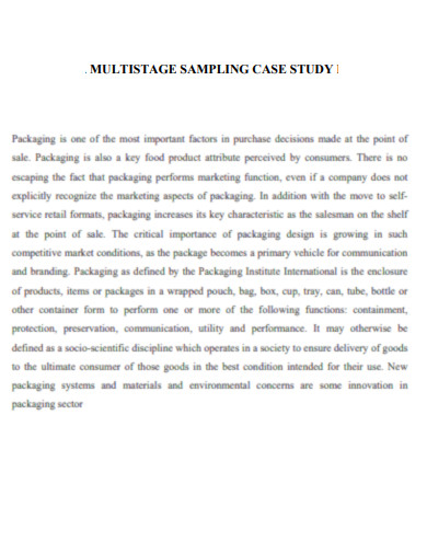 Multistage Sampling Case Study