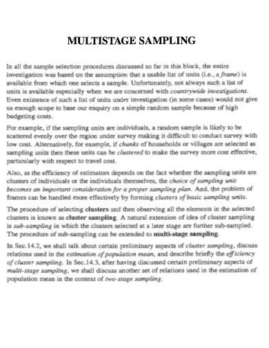 Multistage Sampling PDF