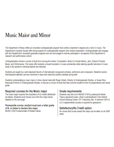 Music Major and Minor