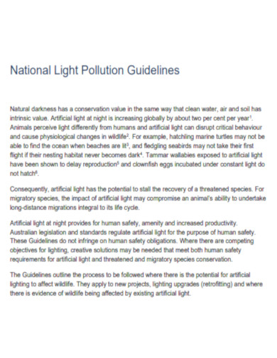 National Light Pollution Guidelines