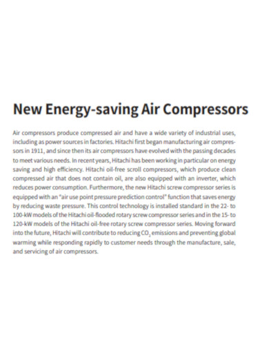 New Energy saving Air Compressors