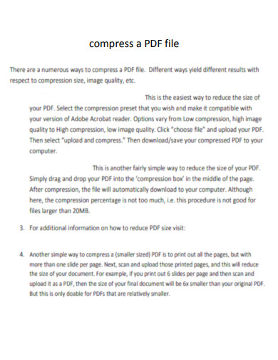 Numerous ways to Compress a PDF File