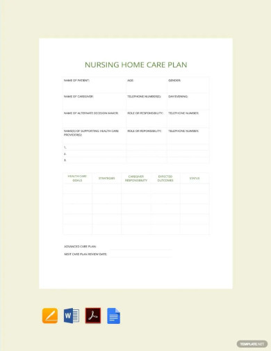 Nursing Home Care Plan Template