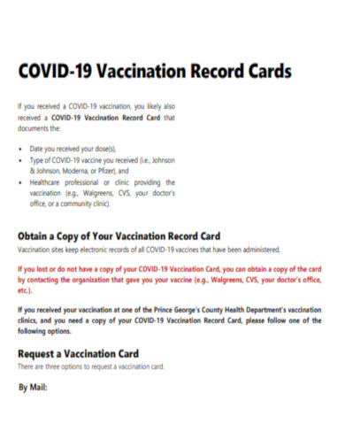 Obtain a Copy of Your Vaccination Record Card