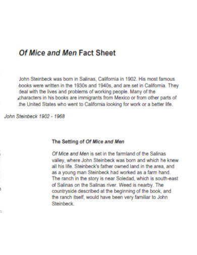 Of Mice and Men Fact Sheet