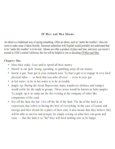 Of Mice and Men Idioms